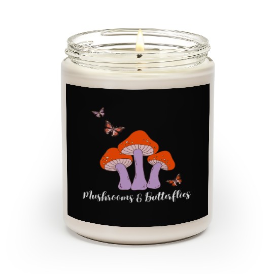Mushrooms Butterflies Design Scented Candles