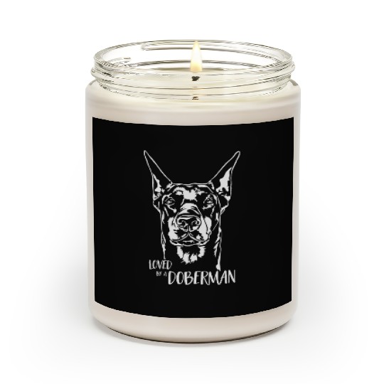 Loved by a Doberman dog saying dog Scented Candles