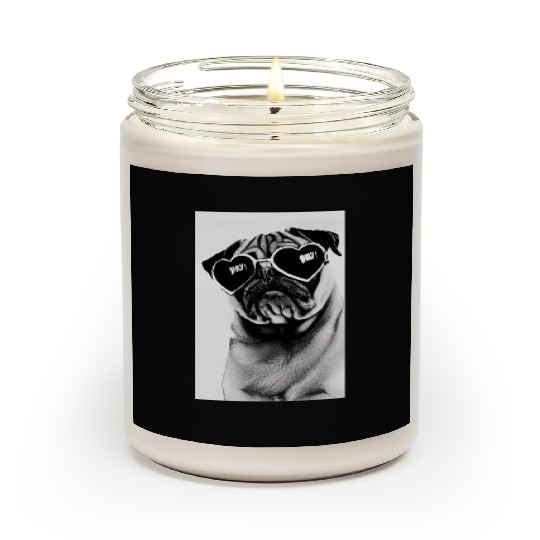 pug with sunglasses art print poster gift Scented Candles