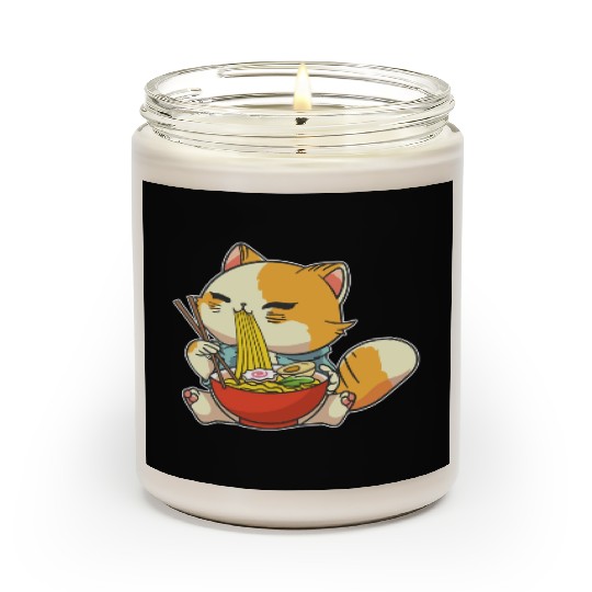 Cat Ramen Bowl Anime Kawaii Neko Japanese Noodles Scented Candles