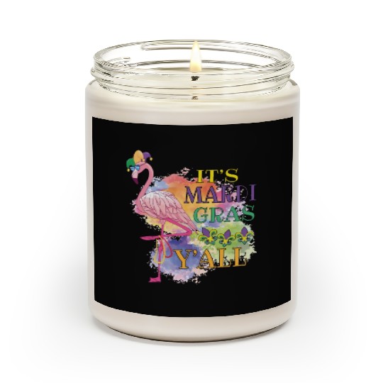 Mardi Gras Flamingo Funny Carnival Party Gift Idea Scented Candles