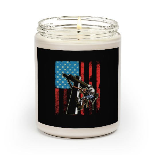 US Flag Lineworker Patriotic Lineman Scented Candles