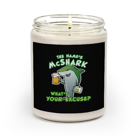 St Patricks Day Shark Funny Beer Drinking Scented Candles