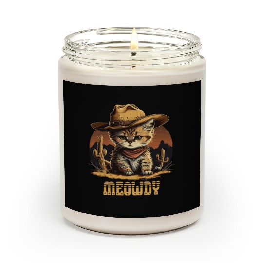 Meowdy - Funny Mashup Between Meow and Howdy - Cat Scented Candles