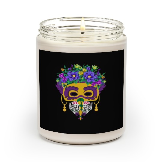 El Dia De Los Muertos Mardi Gras Mask Flower Sugar Scented Candles