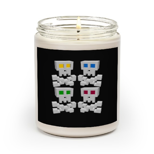 8-bit Pixel Pop Art Style Pirate Flag Skulls Scented Candles