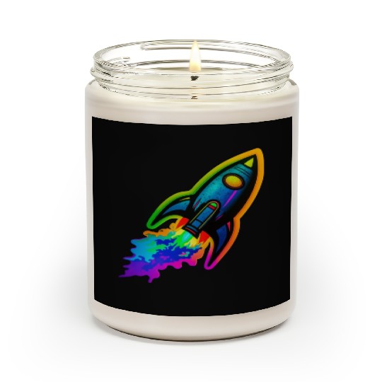 Psychedelic Retro Neon Rocket Scented Candles