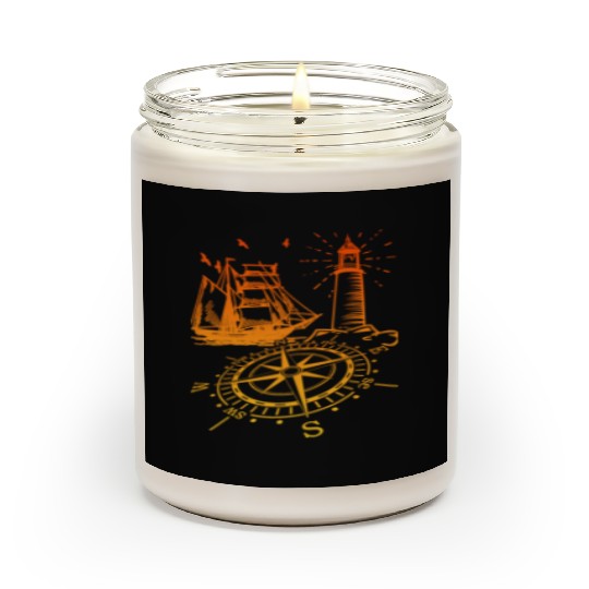 Maritim lighthouse compass sailing ship north Scented Candles
