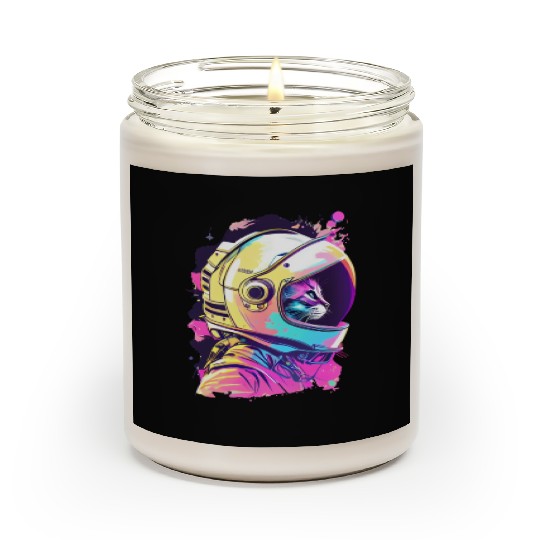 Aesthetic Vaporwave Space Cat 80s 90s Astronaut Scented Candles