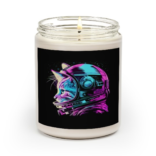 Aesthetic Vaporwave Space Cat 80s 90s Astronaut Scented Candles