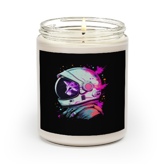 Aesthetic Vaporwave Space Cat 80s 90s Astronaut Scented Candles