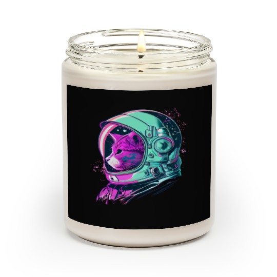 Aesthetic Vaporwave Space Cat 80s 90s Astronaut Scented Candles