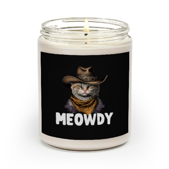 Meowdy Cat Meme Country Meow Howdy Funny Scented Candles
