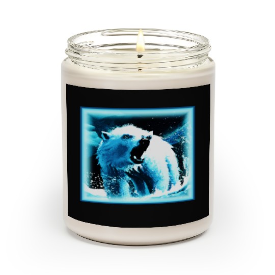 "Angry Polar Bear" Cute Painting. Buy Now Scented Candles