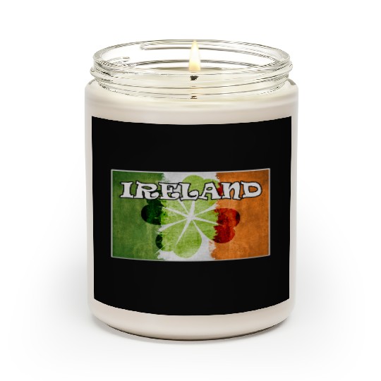 St Patrick's Ireland Flag four leaves Clover Scented Candles