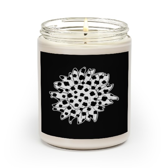 Sunflower Cow Print for Women Men Cow Lover Scented Candles