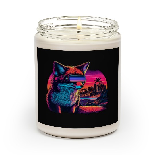 Retro Futuristic Synthwave Fox Scented Candles