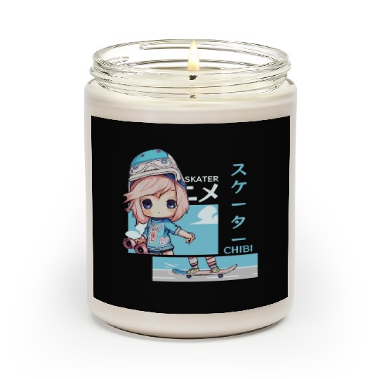 Kawaii Chibi Skater Skateboard Japanese Aesthetic Scented Candles