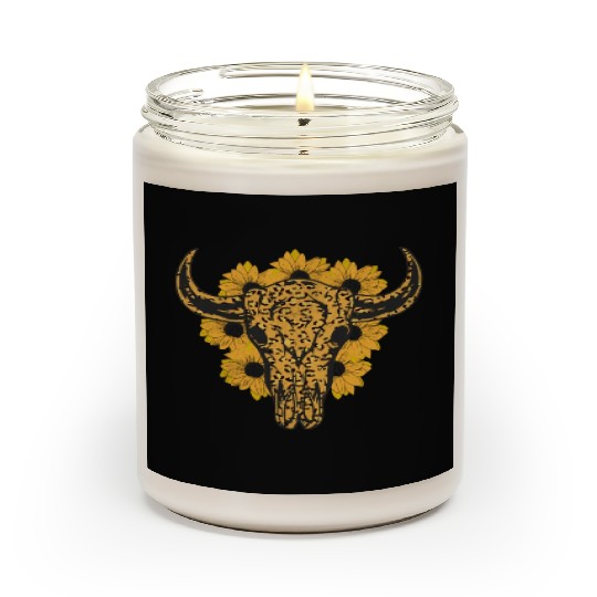Bull Skull Sunflower Scented Candles
