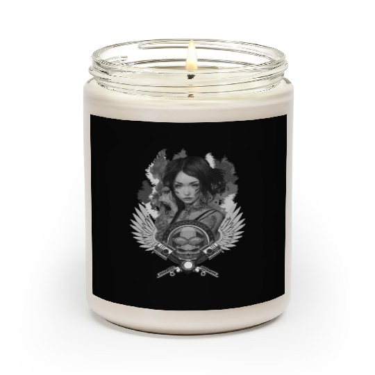 Biker Girl Skull Motorcycle Woman Rider Scented Candles