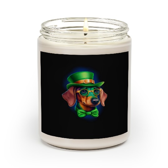 St. Patricks Day Dachshund Wiener Dog Shamrock Scented Candles