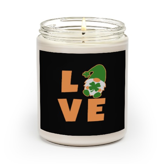 Love Gnome St Patricks Day Woman, Lucky Clover Scented Candles
