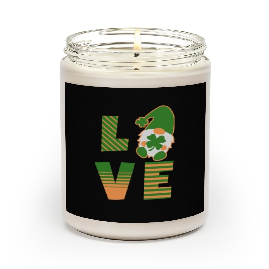 Gnome St Patricks Day Woman Love, Lucky Clover Scented Candles