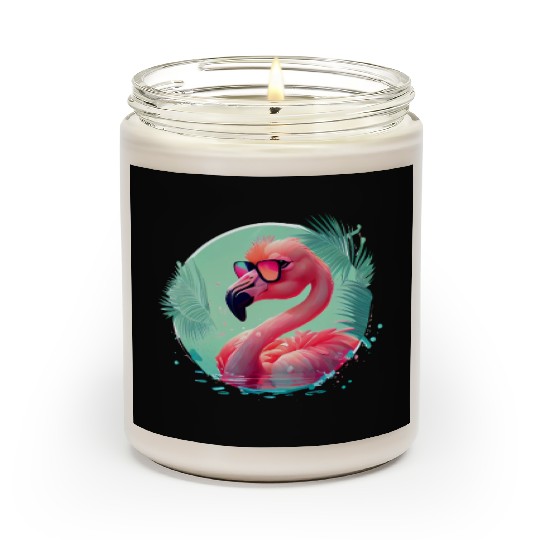 Retro Sunset Pink Flamingo Summer Design Flamingo Scented Candles