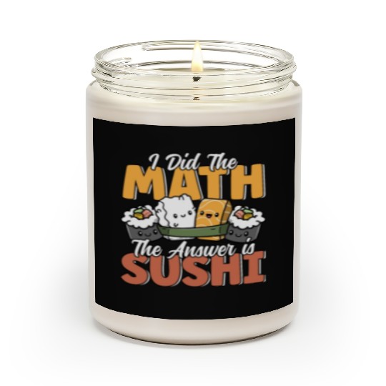 Funny Sushi Math Cute Kawaii Japanese Cuisine Scented Candles