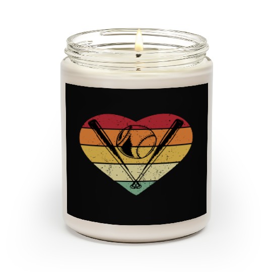 Sunset Retro Vintage Baseball Heart Scented Candles