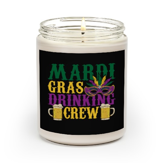 Mardi Gras Drinking Crew Carnival Beads Mask Scented Candles