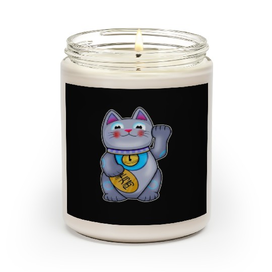 Cute Helpful Maneki Neko Lucky Cat Scented Candles