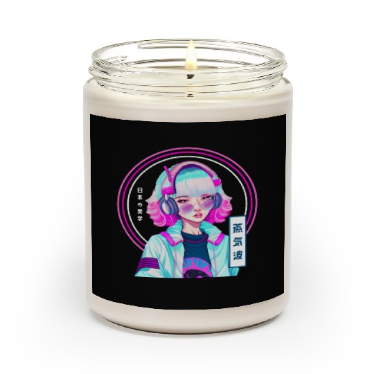Japanese Vaporwave Gamer Girl Synthwave Aesthetic Scented Candles