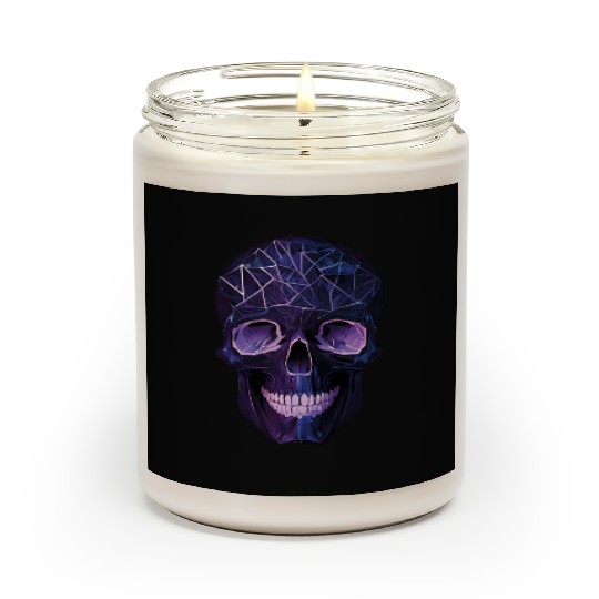Purple Violet Geometric Design Skull Scented Candles