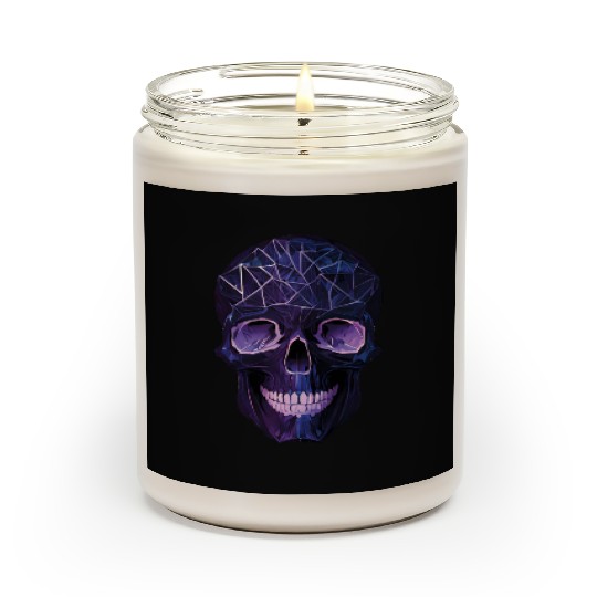 Purple Violet Geometric Design Skull Scented Candles