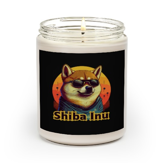 Retro Shiba Inu Sunglasses Funny Pet Lover Scented Candles
