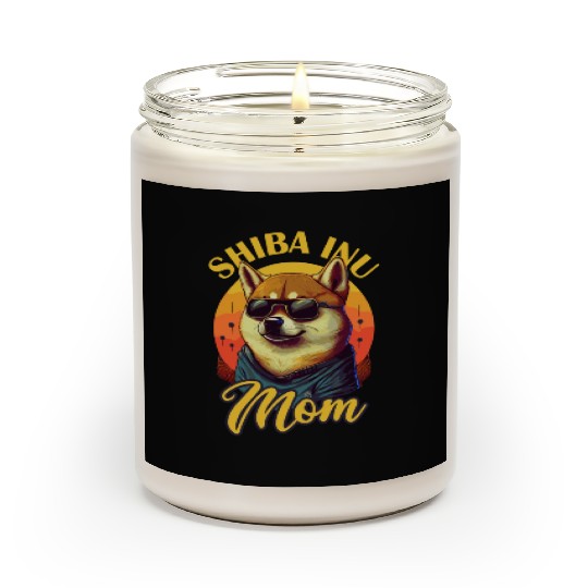 Retro Shiba Inu Mom Funny Dog Pet Owner Scented Candles