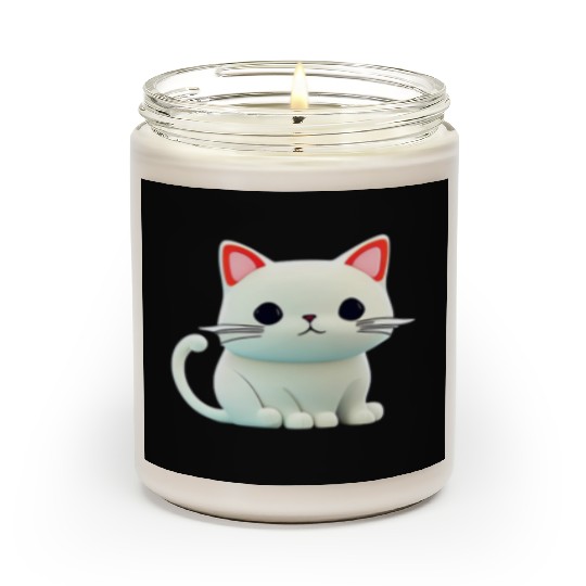 The Feline Fantasy A White Cat Chibi Design Scented Candles