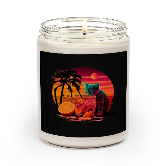 Funny Cat Drinking Cocktail Cat Lover Scented Candles