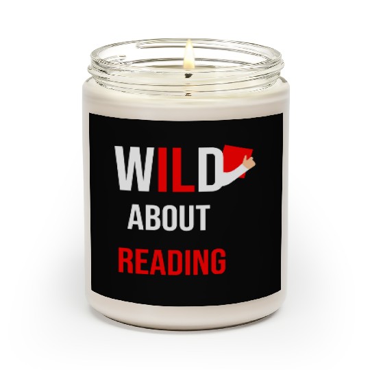 Wild about reading dr teacher red and white stripe Scented Candles