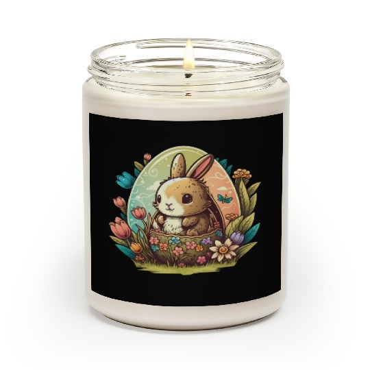 Easter magic: cheerful bunny next to colorful eggs Scented Candles