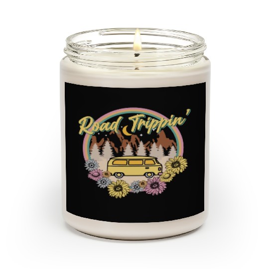 Retro Groovy Road Trip Scented Candles with Van Flowers