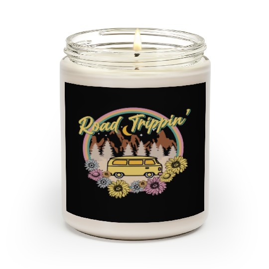 Retro Groovy Road Trip Scented Candles with Van Flowers