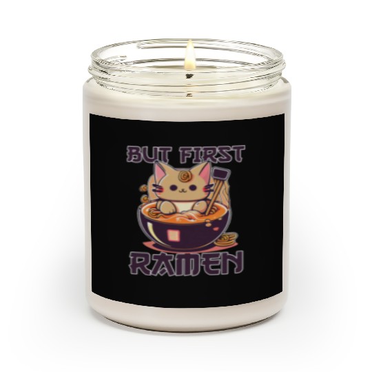 But First Ramen Cat Japanese Tokyo Ramen Noodles Scented Candles