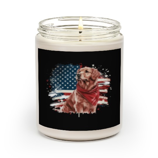 America USA Flag 4th Of July American Dog Lover Scented Candles