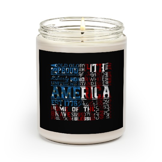 Patriotic Veteran USA Flag American Memorial Day Scented Candles