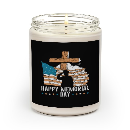 Patriotic Veteran USA Flag American Memorial Day Scented Candles