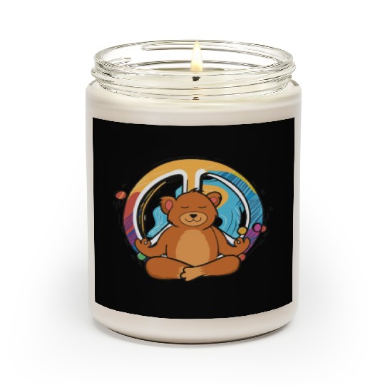 Hippie Bear Peace Sign Yoga Cool Bears Funny Pet Scented Candles