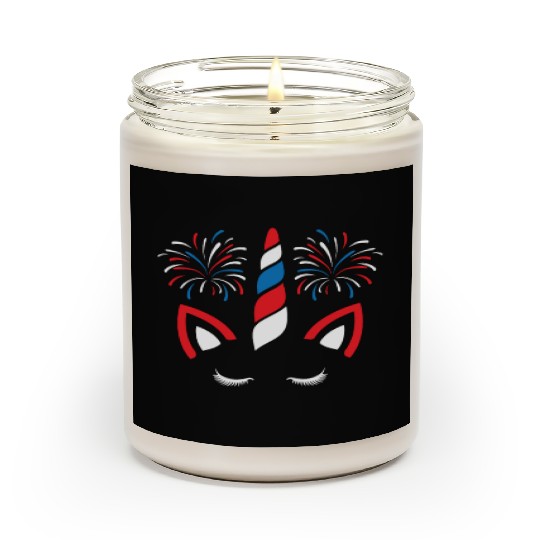Patriotic America USA Flag 4th Of July Unicorn Scented Candles