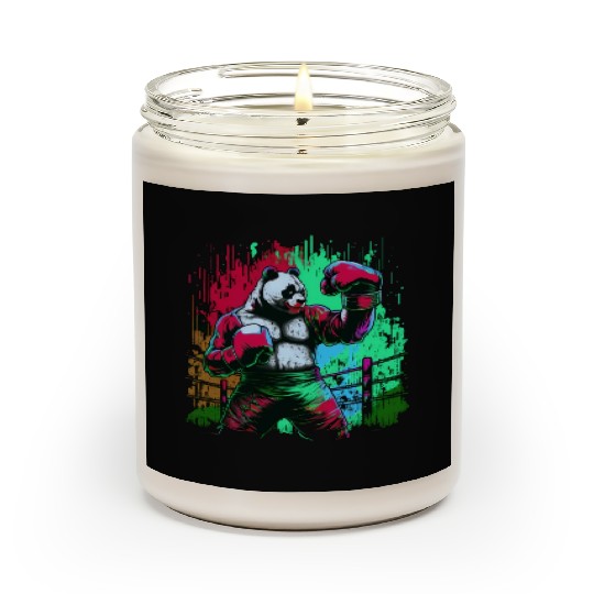 Angry Colorful Panda Boxer MMA Martial Arts Scented Candles